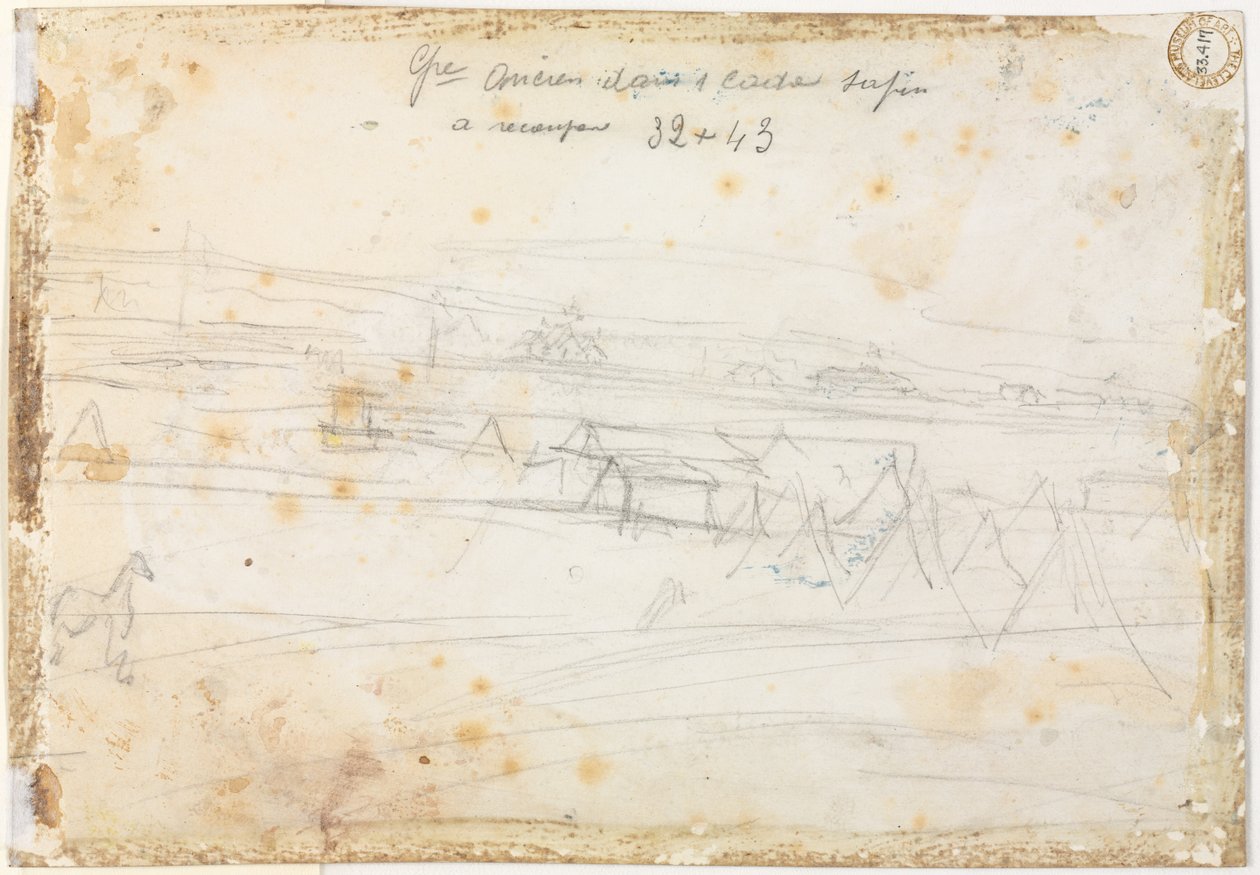 Kriegslager-Szene verso, 19. Jahrhundert von Constantin Guys