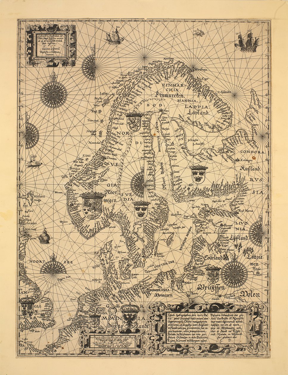 Karte von Skandinavien, veröffentlicht in Amsterdam (1610) von Cornelis Doedsz