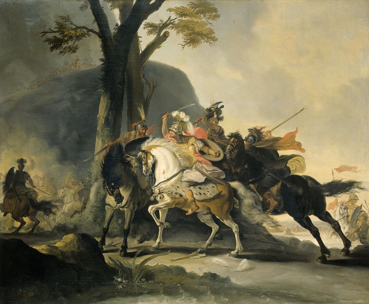 Alexander der Große in der Schlacht am Granicus-Fluss gegen die Perser, 334 v. Chr. von Cornelis Troost