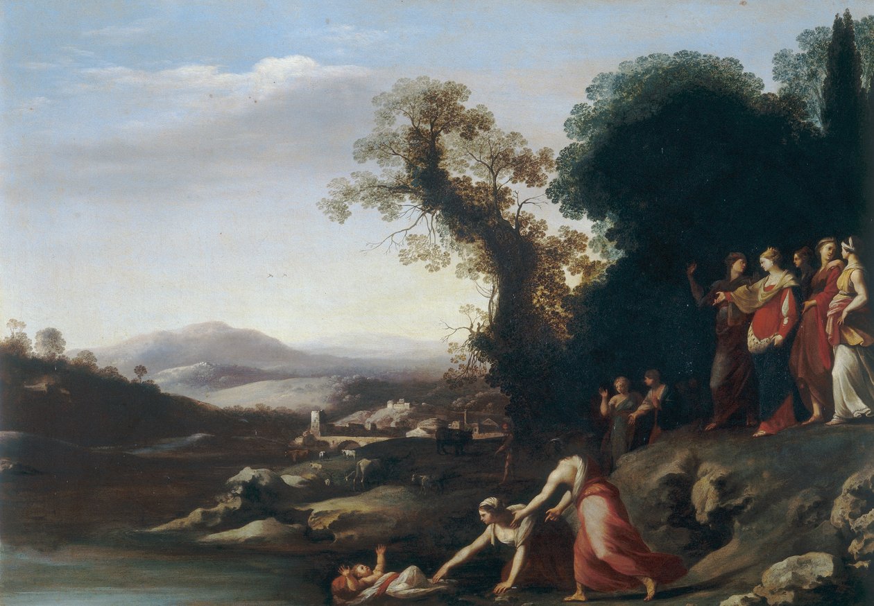 Die Entdeckung des Moses von Cornelis van Poelenburgh or Poelenburch