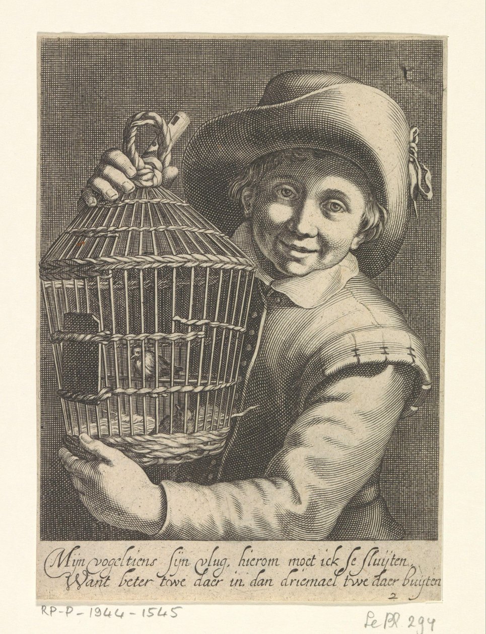 Junge mit Vogelkäfig von Cornelis Bloemaert (II)