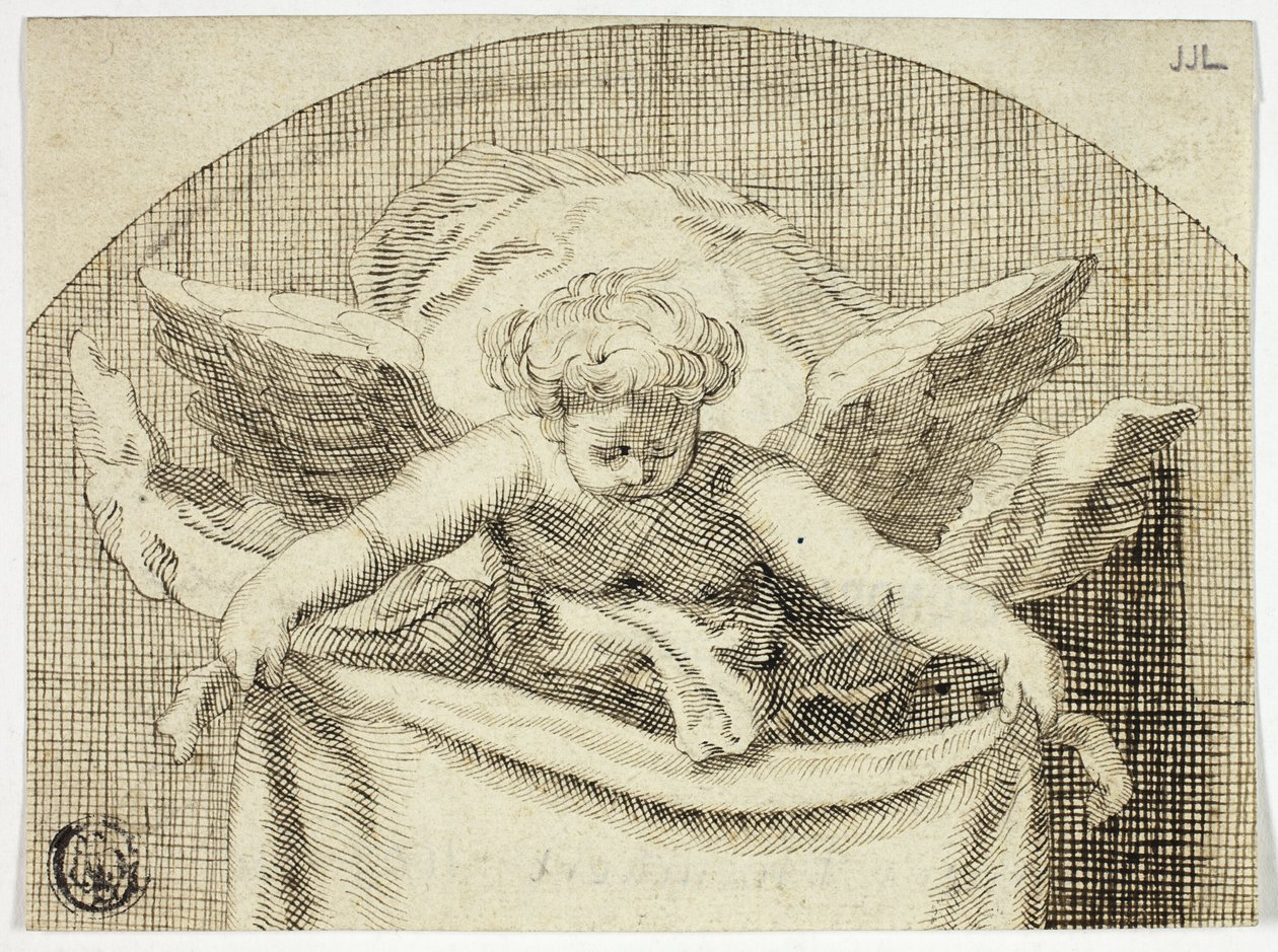 Putto hält Sudarium von Cornelis Bloemaert