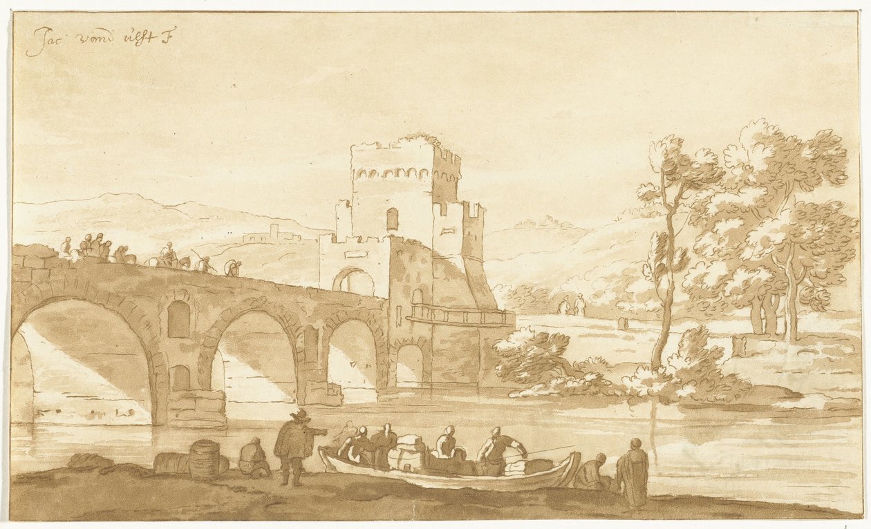 Ponte Molle bei Rom von Cornelis Brouwer