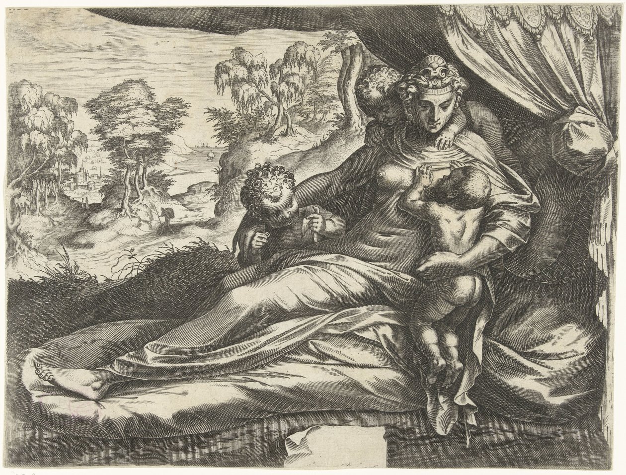 Liebe (Caritas) von Cornelis Cort