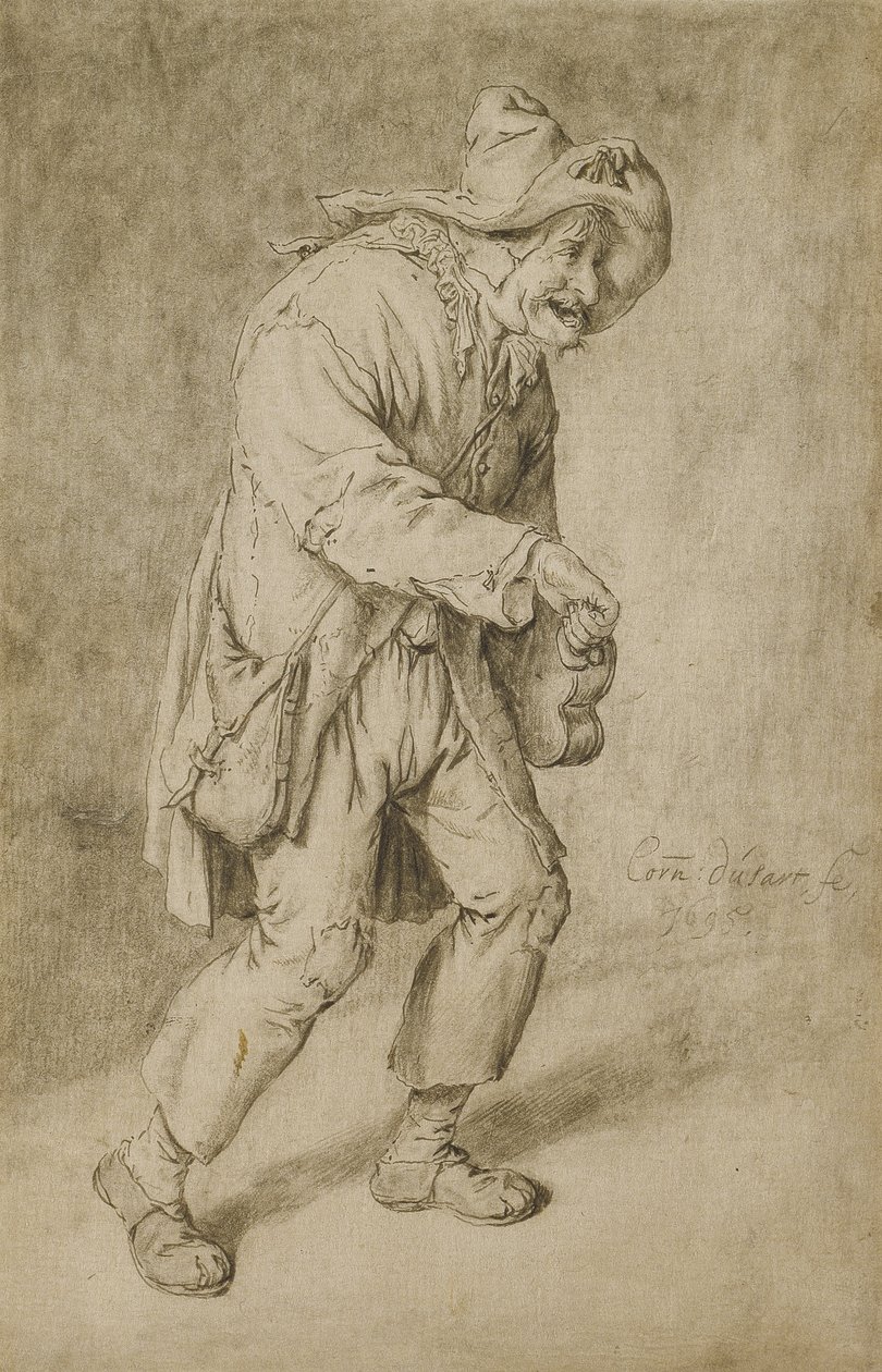 Drehleierspieler, 1695 von Cornelis Dusart