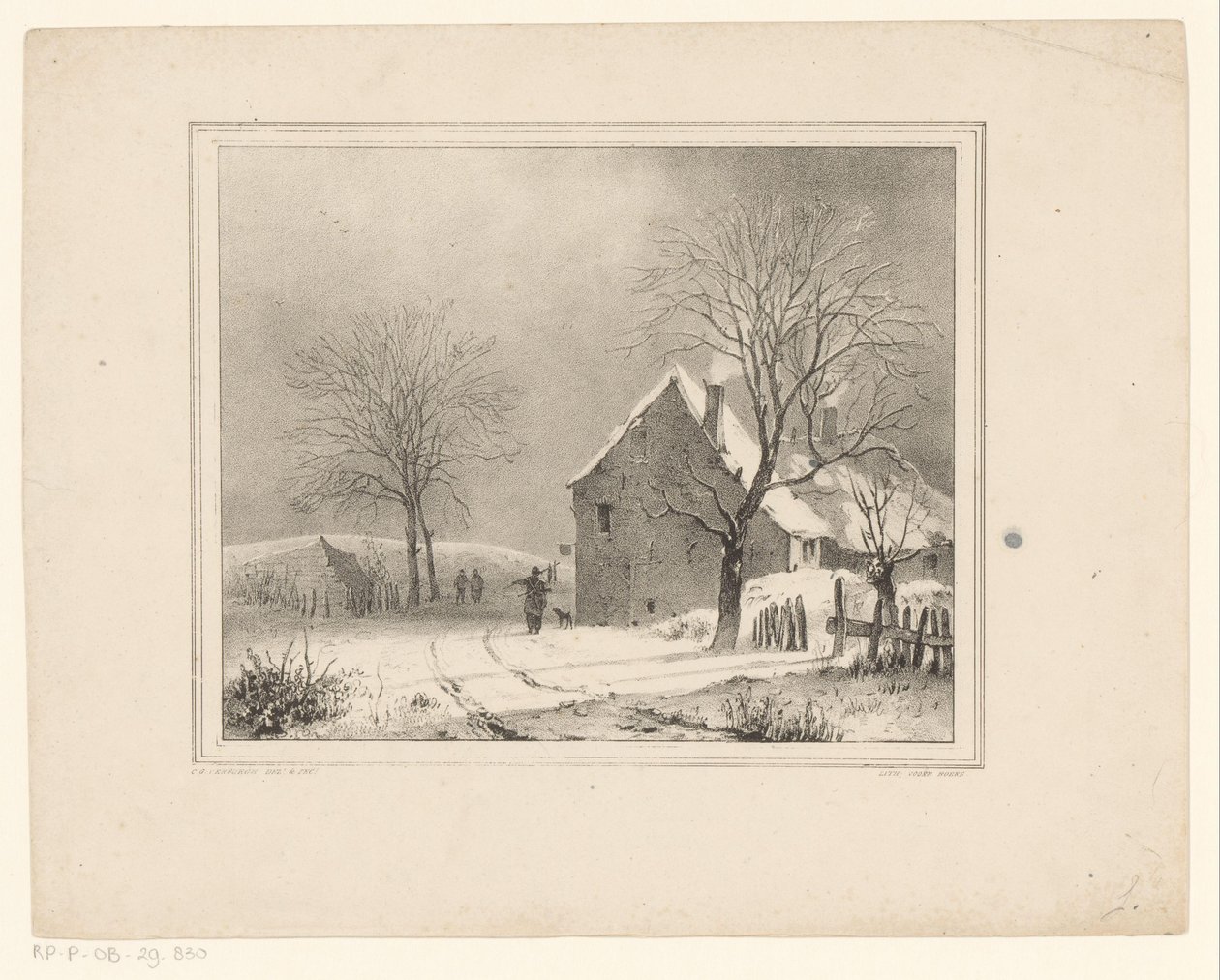 Häuser in Schneelandschaft von Cornelis Gerrit Verburgh