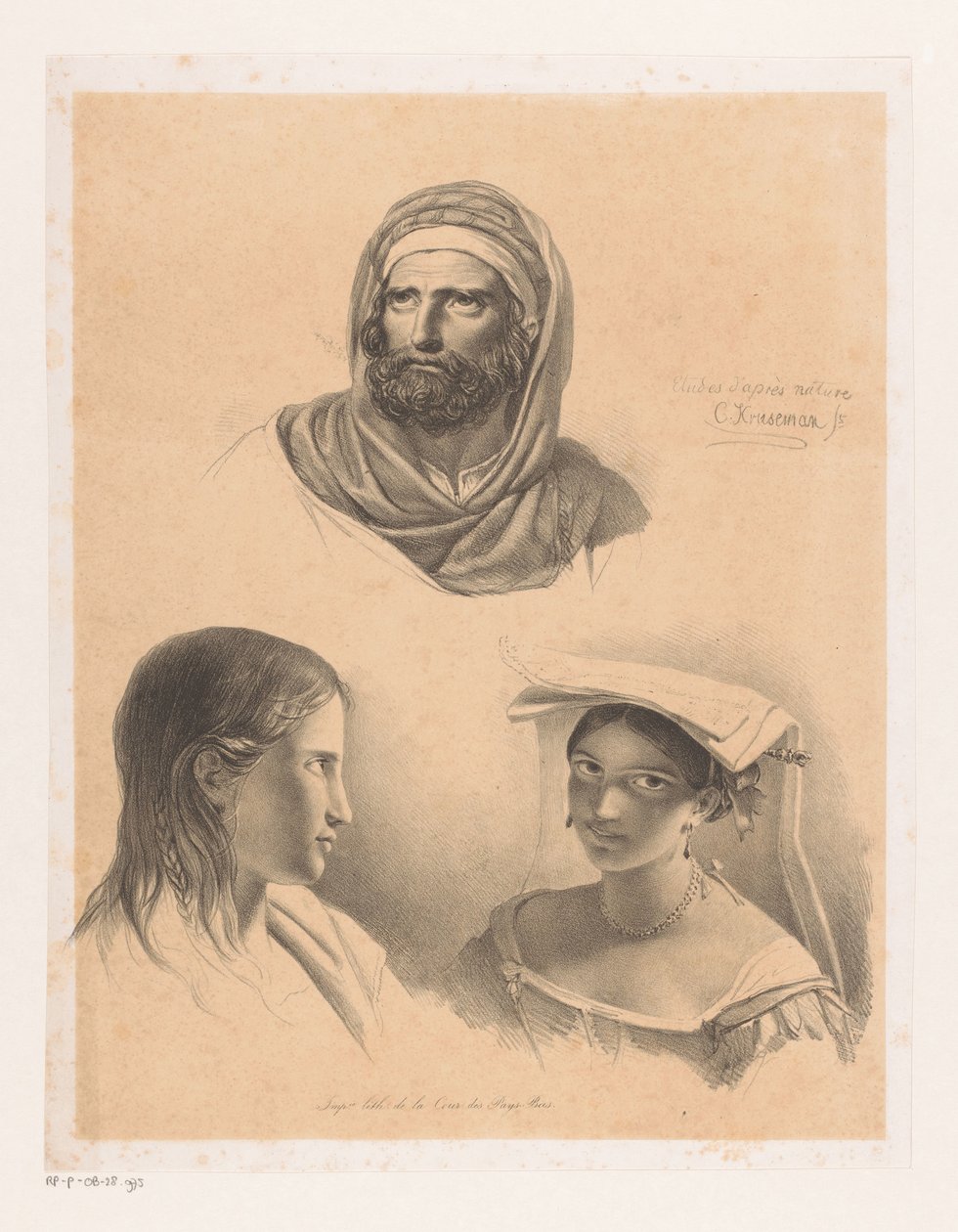 Drei Porträts von Cornelis Kruseman