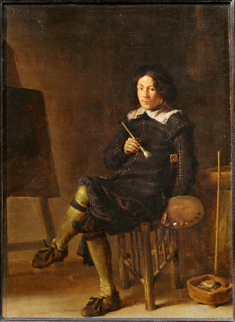 Selbstporträt am Staffelei von Cornelis Saftleven