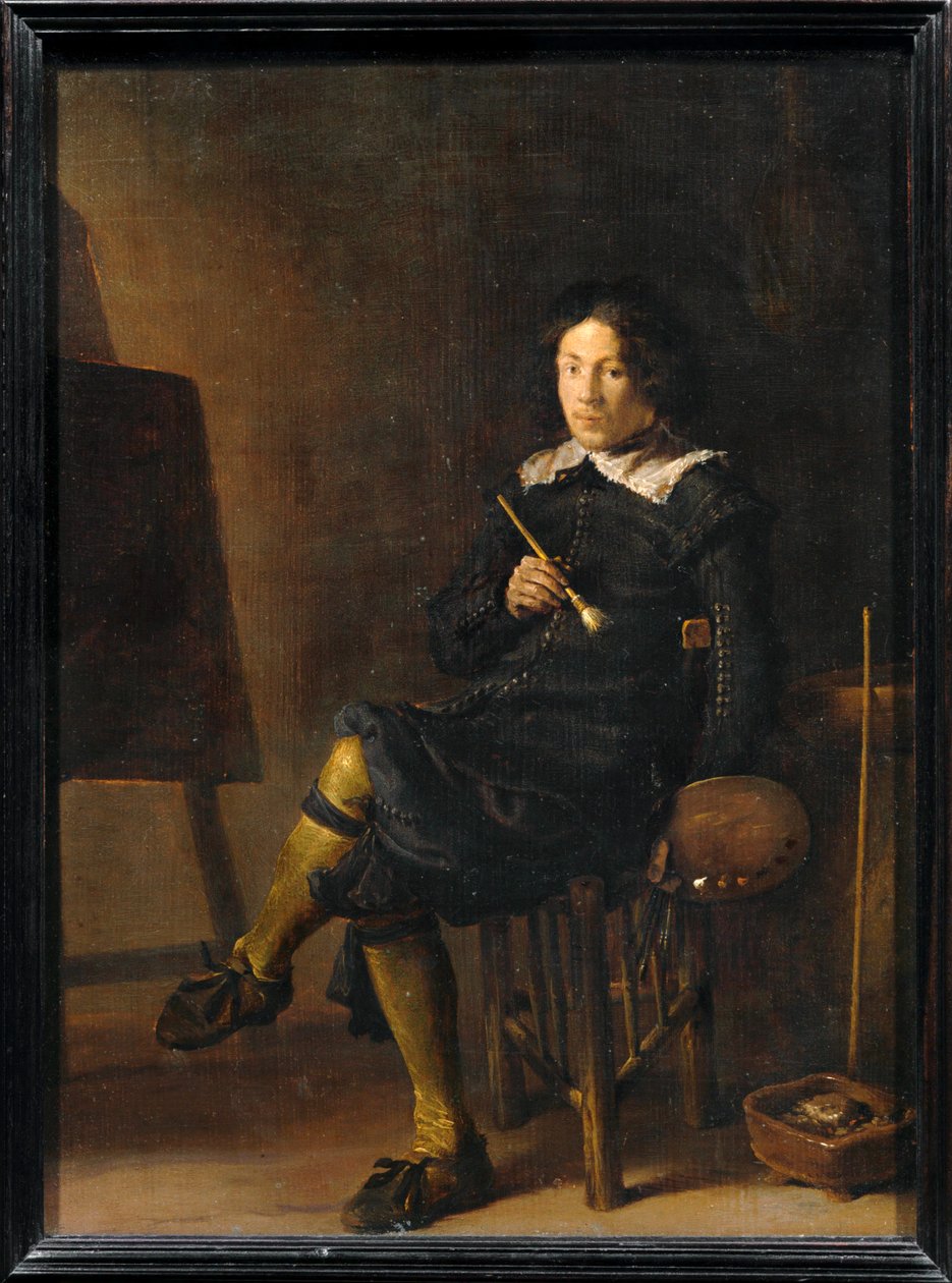 Selbstporträt am Staffelei von Cornelis Saftleven