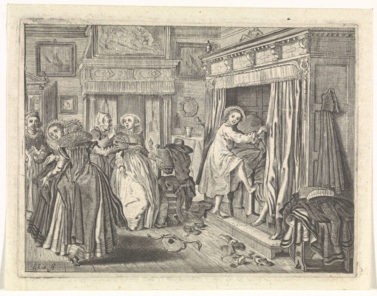 Schlafzimmerszene von Cornelis van Kittensteyn