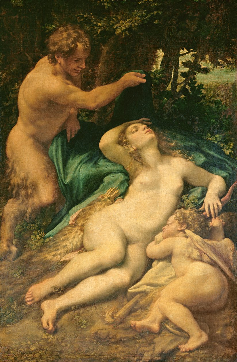 Venus, Satyr und Amor, 1528 von Antonio da Correggio