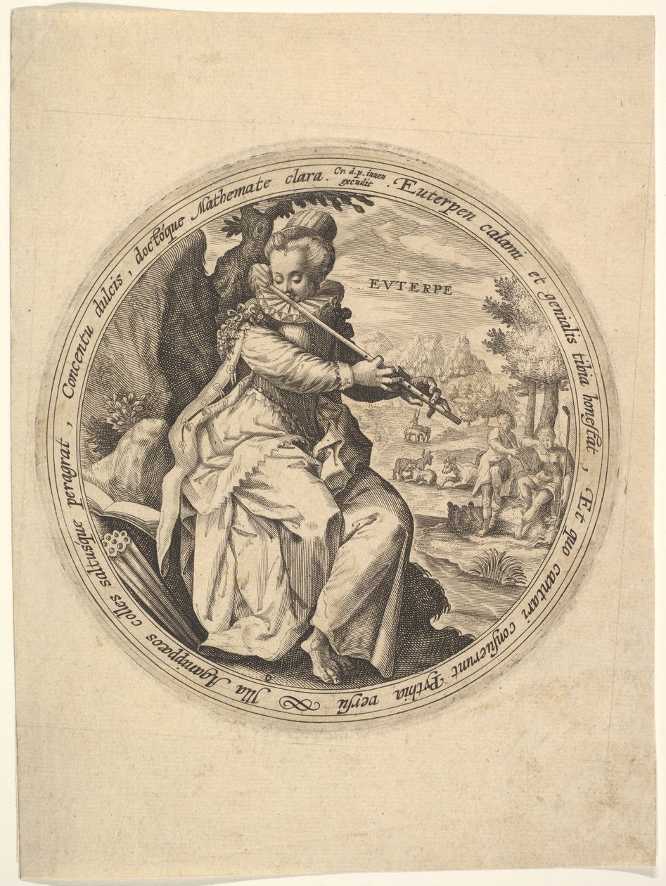Euterpe, aus Die Musen von Crispijn de Passe I