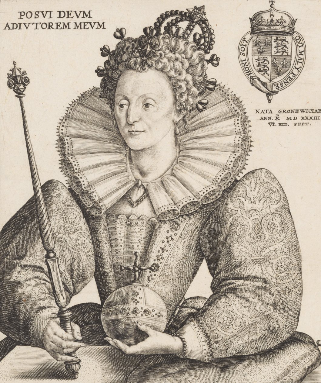 Königin Elisabeth I., 1592 von Crispijn de Passe I