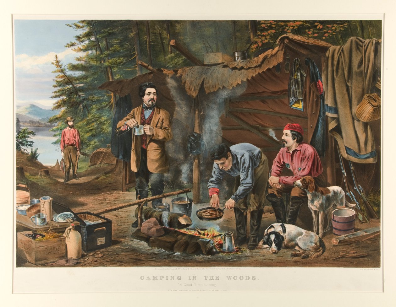 Camping im Wald von Currier and Ives