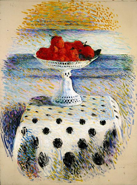 Eine Berliner Porzellanschale mit Erdbeeren von Curt Herrmann