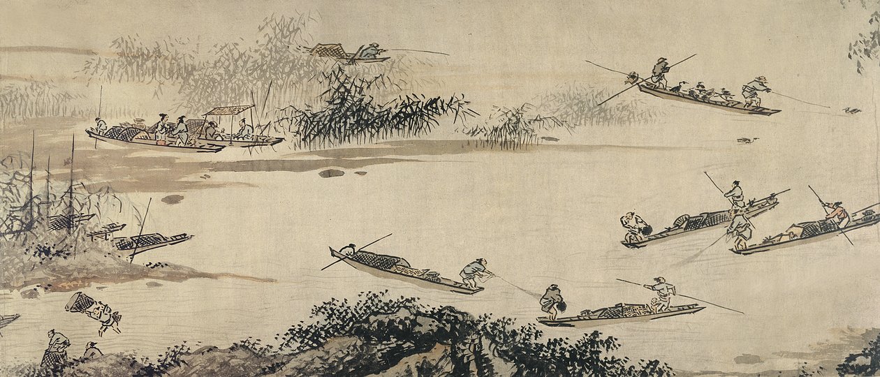 Fischer an einem Herbstfluss, Ming-Dynastie (Tinte und Farbe auf Papier) von Dai Jin