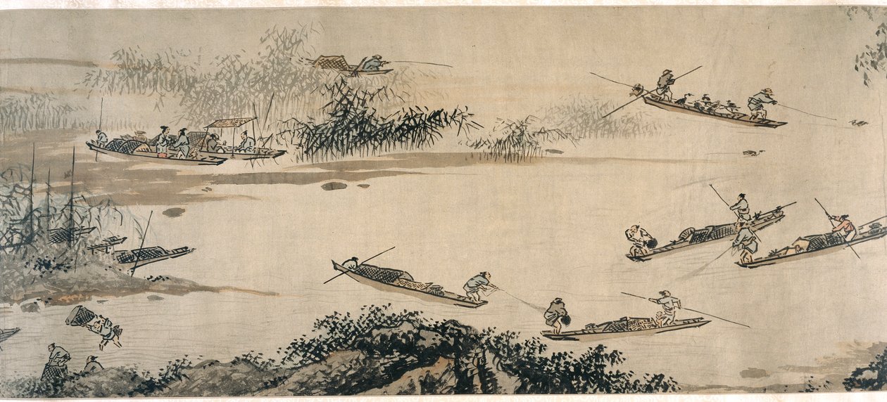 Fischer an einem Herbstfluss von Dai Jin