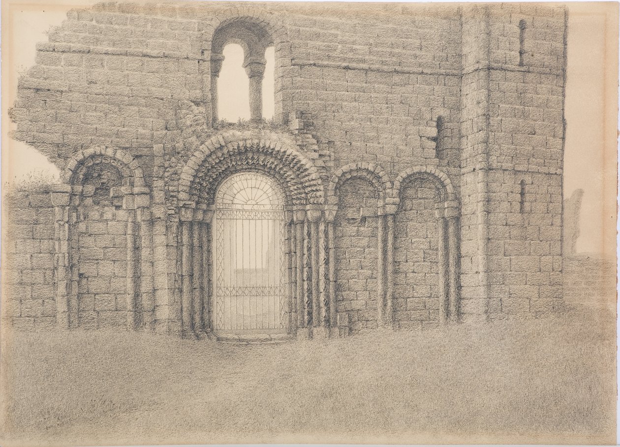 Lindisfarne Priory, Westfront, ca. 1916 von Daniel Oliver