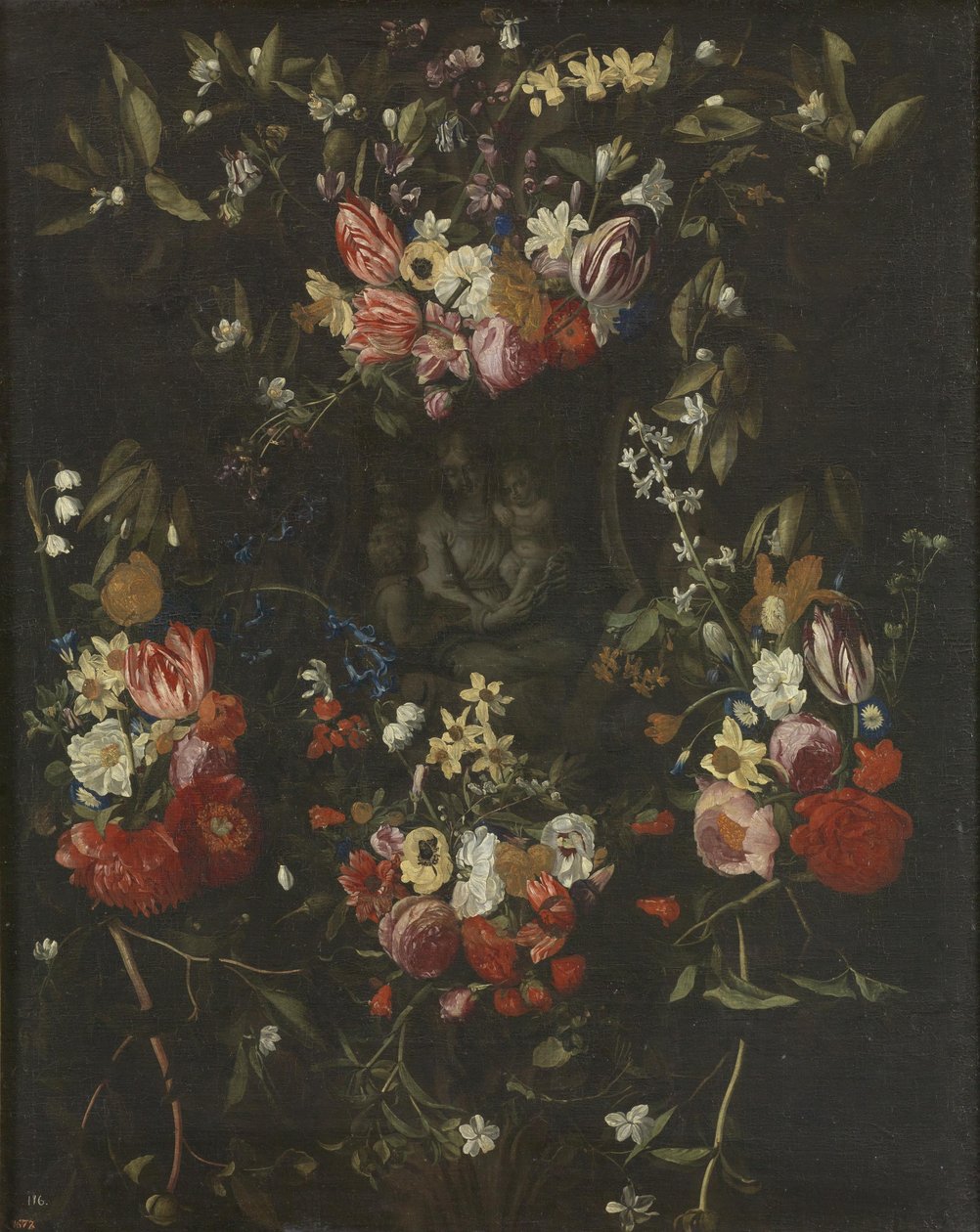 Blumengirlande um die Madonna, das Kind und Johannes den Täufer von Daniel Seghers