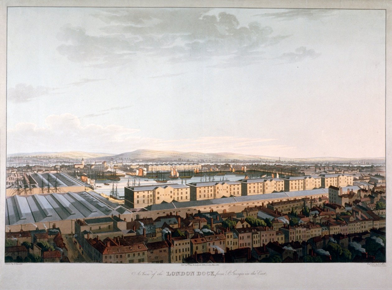 Ansicht der Londoner Docks, 1816 von Daniel Havell