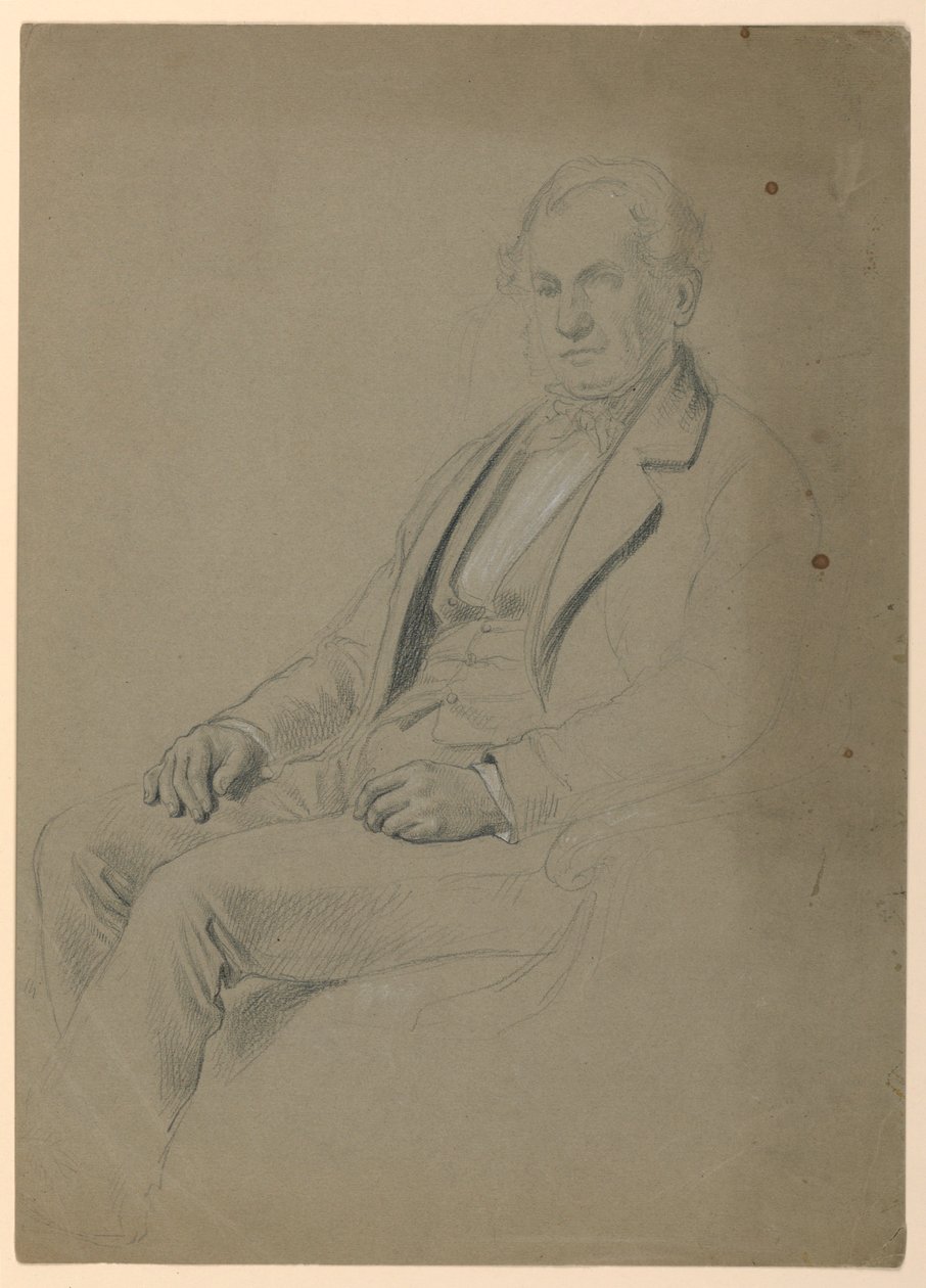 Zeichnung, Mann sitzt, 1860 von Daniel Huntington