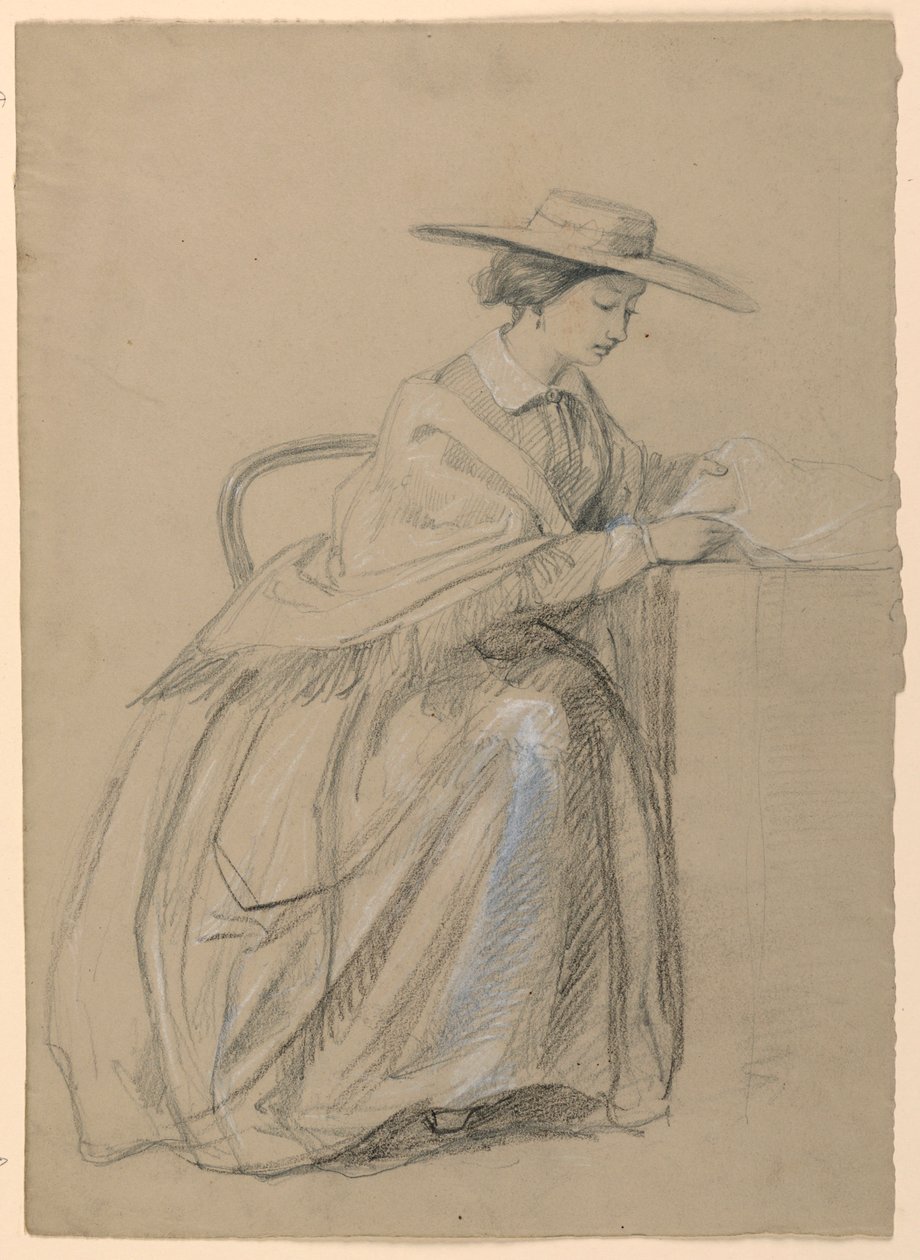 Zeichnung, Frau Sheppard Gandy sitzend, 1859 von Daniel Huntington