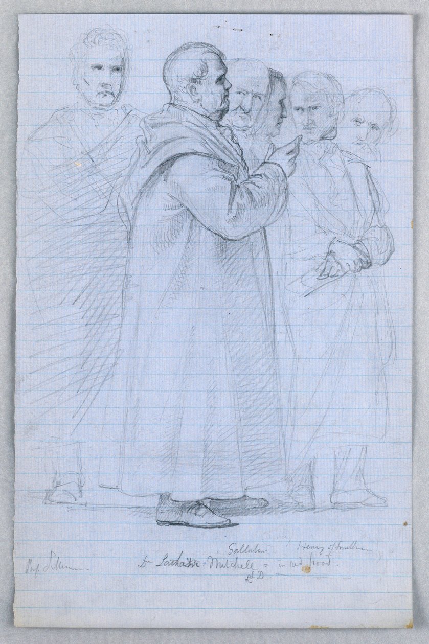 Zeichnung, Studie für "Wissenschaftliche Gruppe", 1858 von Daniel Huntington