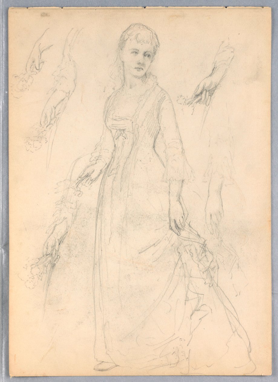 Zeichnung, Studie für "Titian zeigt, 1872" von Daniel Huntington