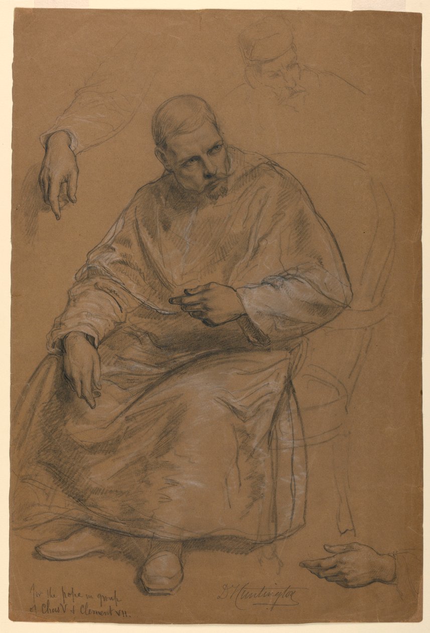 Zeichnung, Studie für "Titian zeigt, 1872" von Daniel Huntington
