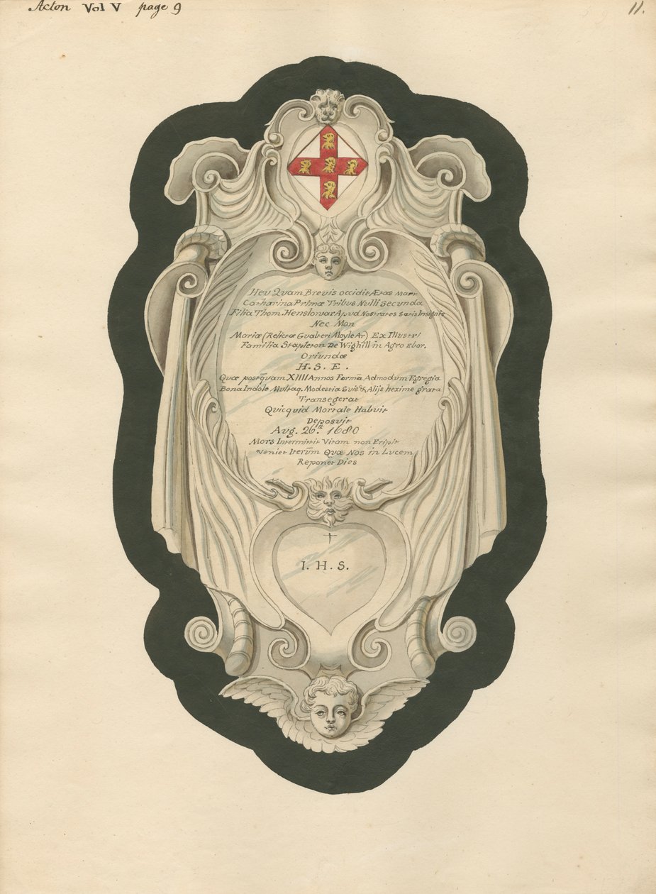 Denkmal für H.S.E. aus der Kirche von Acton von Daniel Lysons