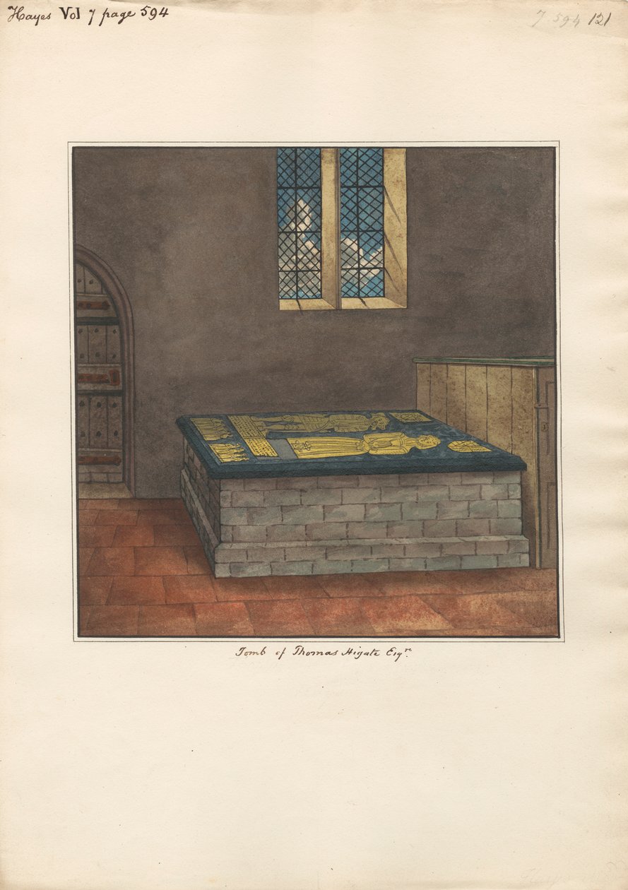 Grab von Thomas Higate aus der Kirche von Hayes von Daniel Lysons