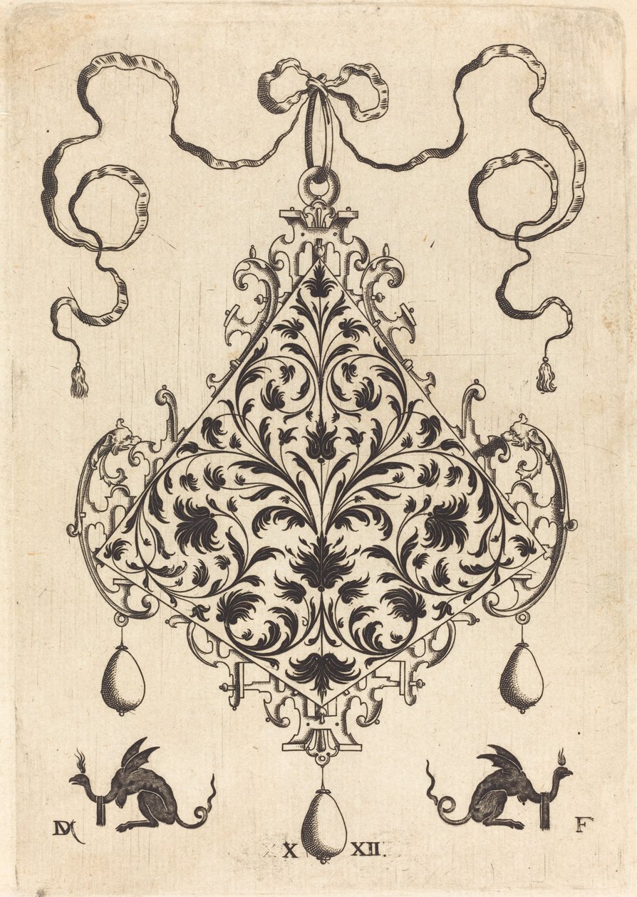 Großer Anhänger, Ornamentales Laubdesign von Daniel Mignot