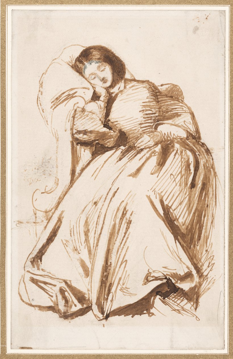 Elizabeth Siddal in einem Stuhl von Dante Gabriel Charles Rossetti