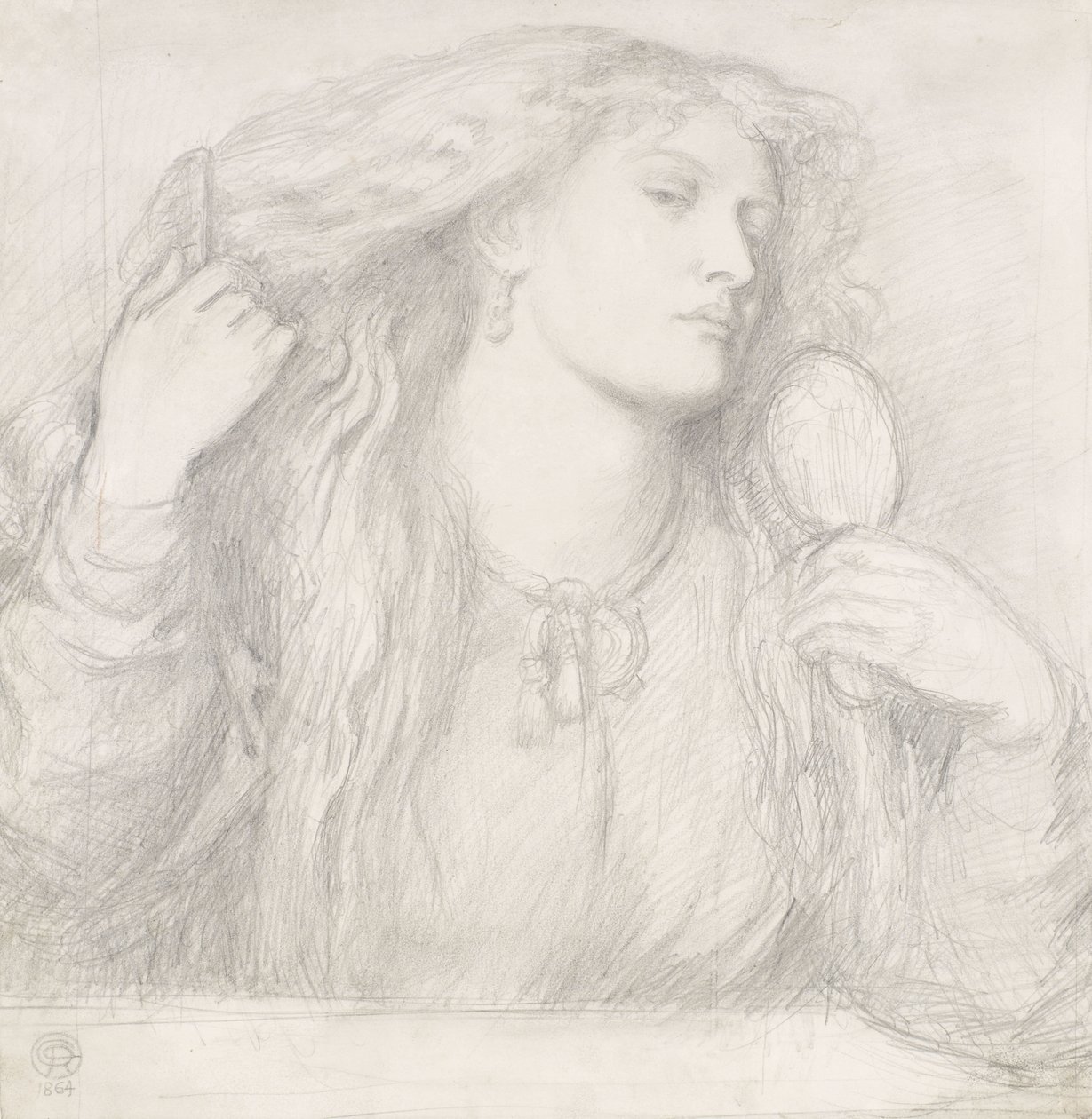 Frau, die sich die Haare kämmt, Fanny Cornforth von Dante Gabriel Charles Rossetti