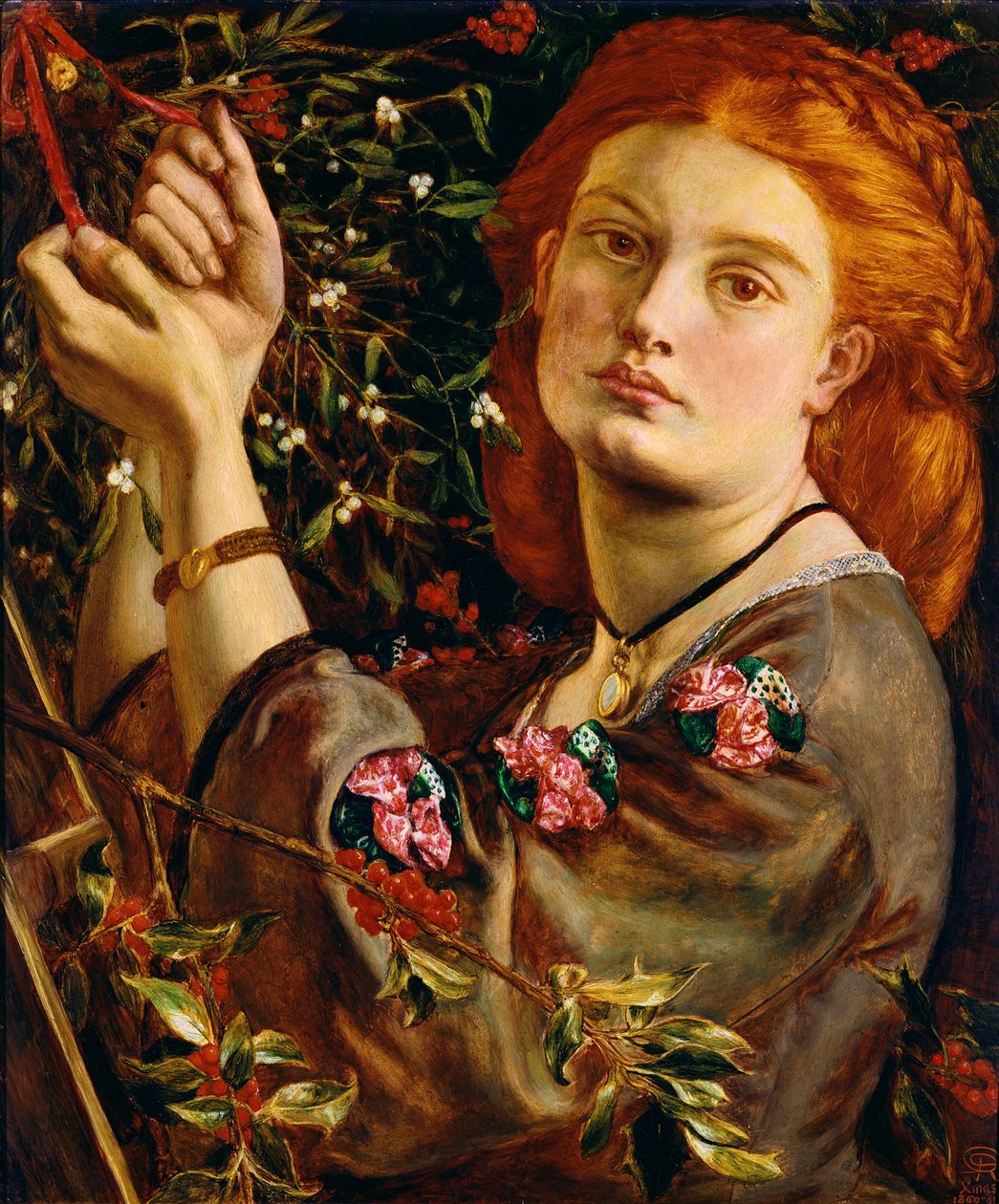 Das Aufhängen des Mistelzweigs von Dante Gabriel Charles Rossetti