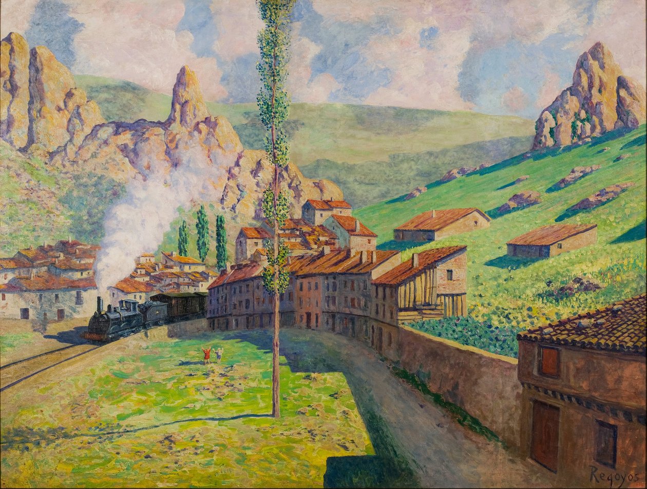 Pancorbo: Vorbeifahrender Zug von Darío de Regoyos