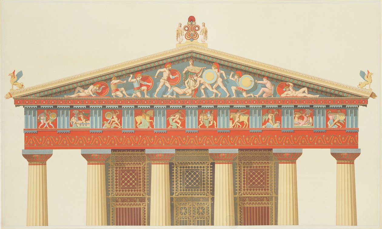 Fassade des Tempels des Jupiter in Aegina (323-27 v. Chr.) von Daumont