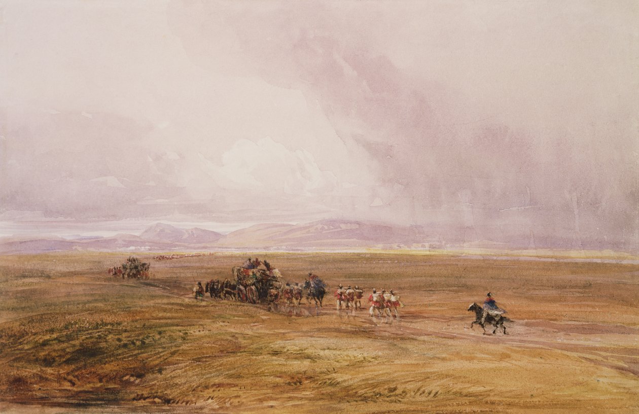 Ein Gepäckzug überquert eine Ebene von David Cox