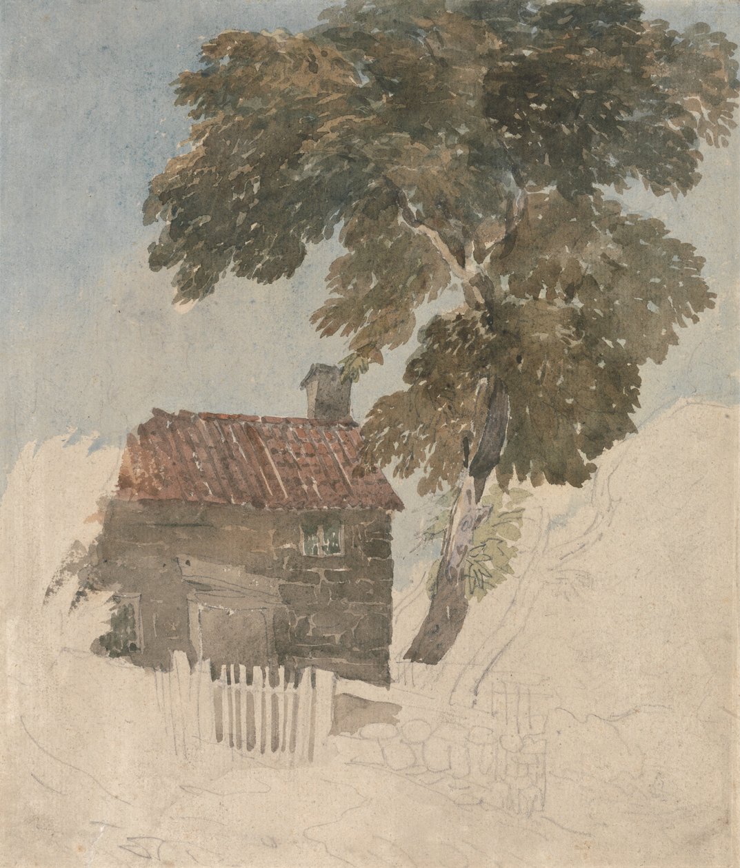 Hütte und Bäume von David Cox