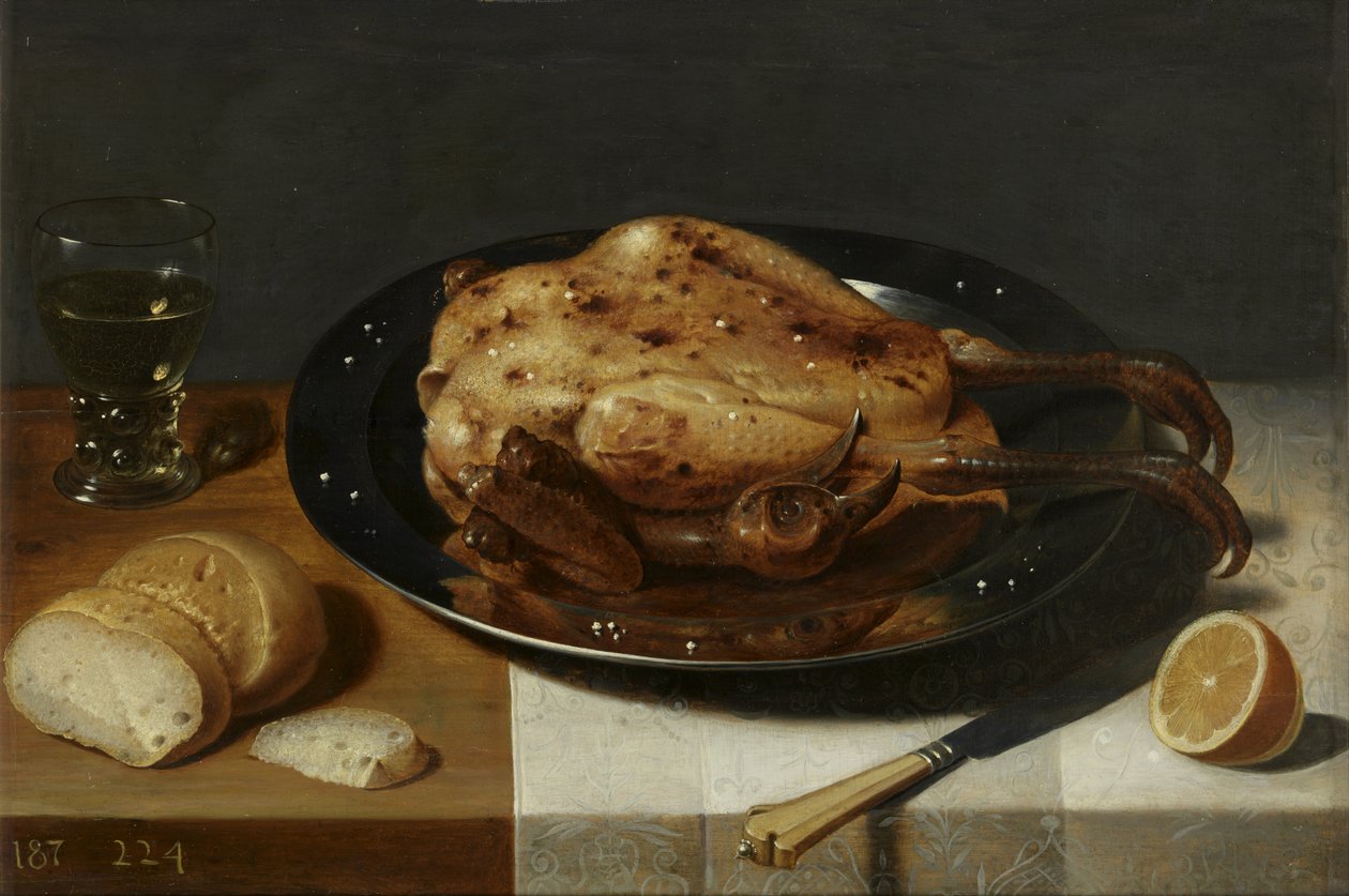 Stillleben mit gebratenem Kapaun von David Rijckaert