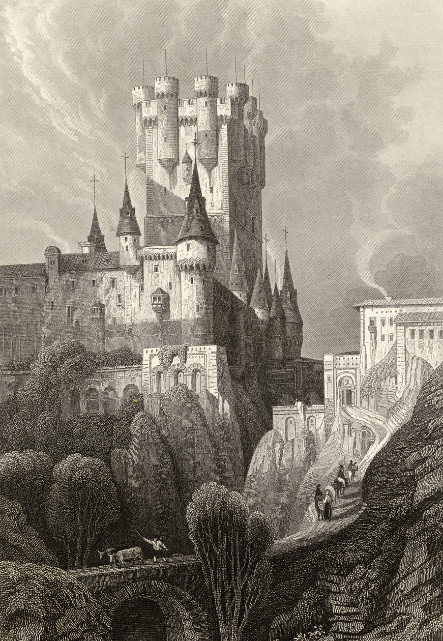 Der Alcazar vor dem Brand von 1862, Segovia von David Roberts