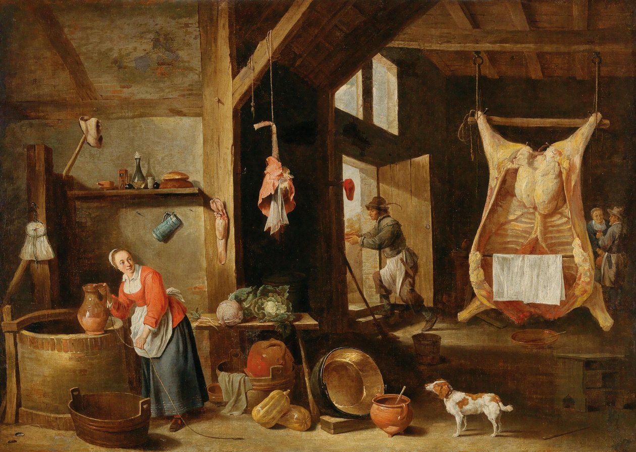 Innenansicht einer Metzgerei von David Teniers the Younger
