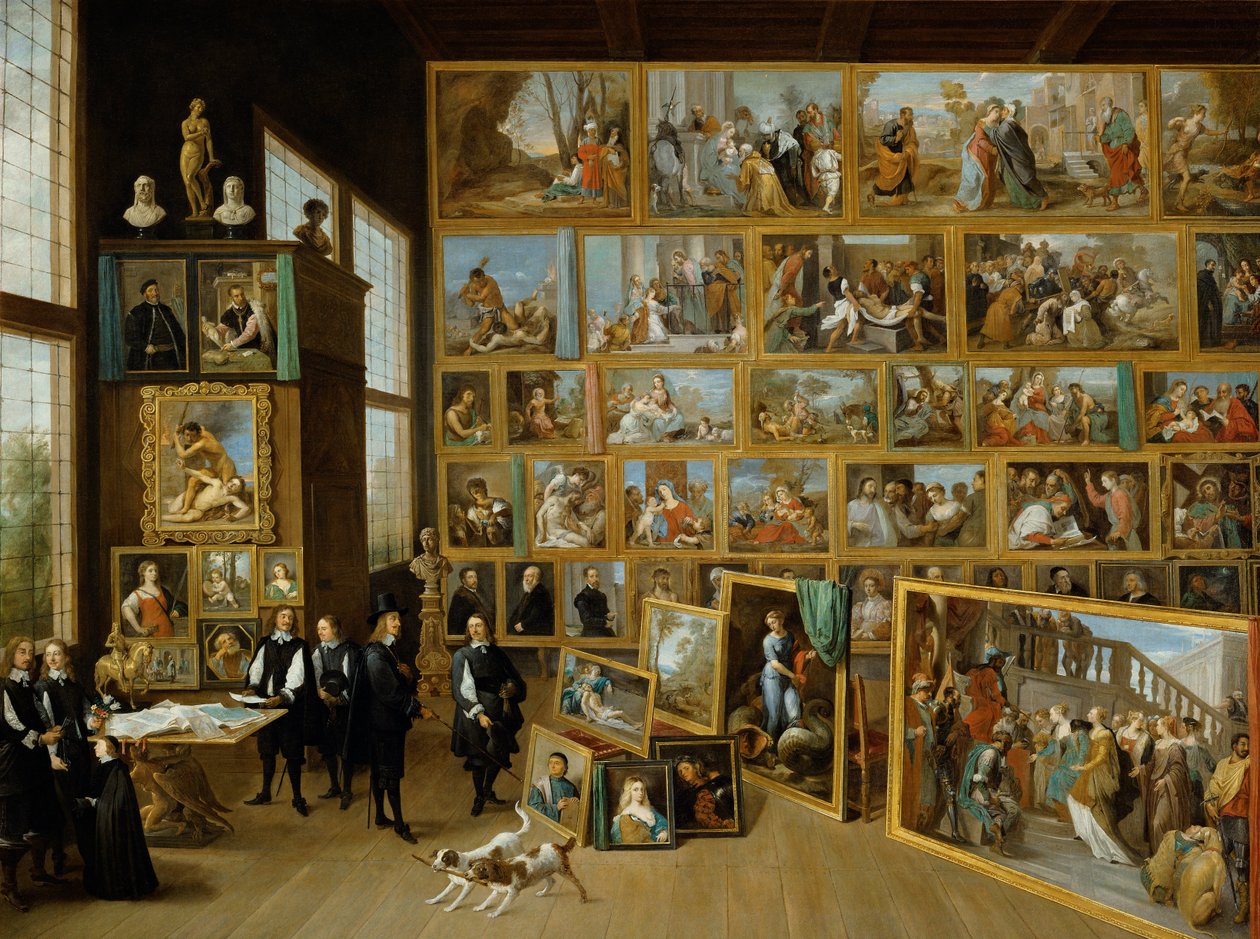 Der Erzherzog Leopold Wilhelm in seiner Galerie in Brüssel (Kunsthistorisches Museum Wien, 1650-52. Öl auf Leinwand, 123 x 163 cm) von David Teniers the Younger