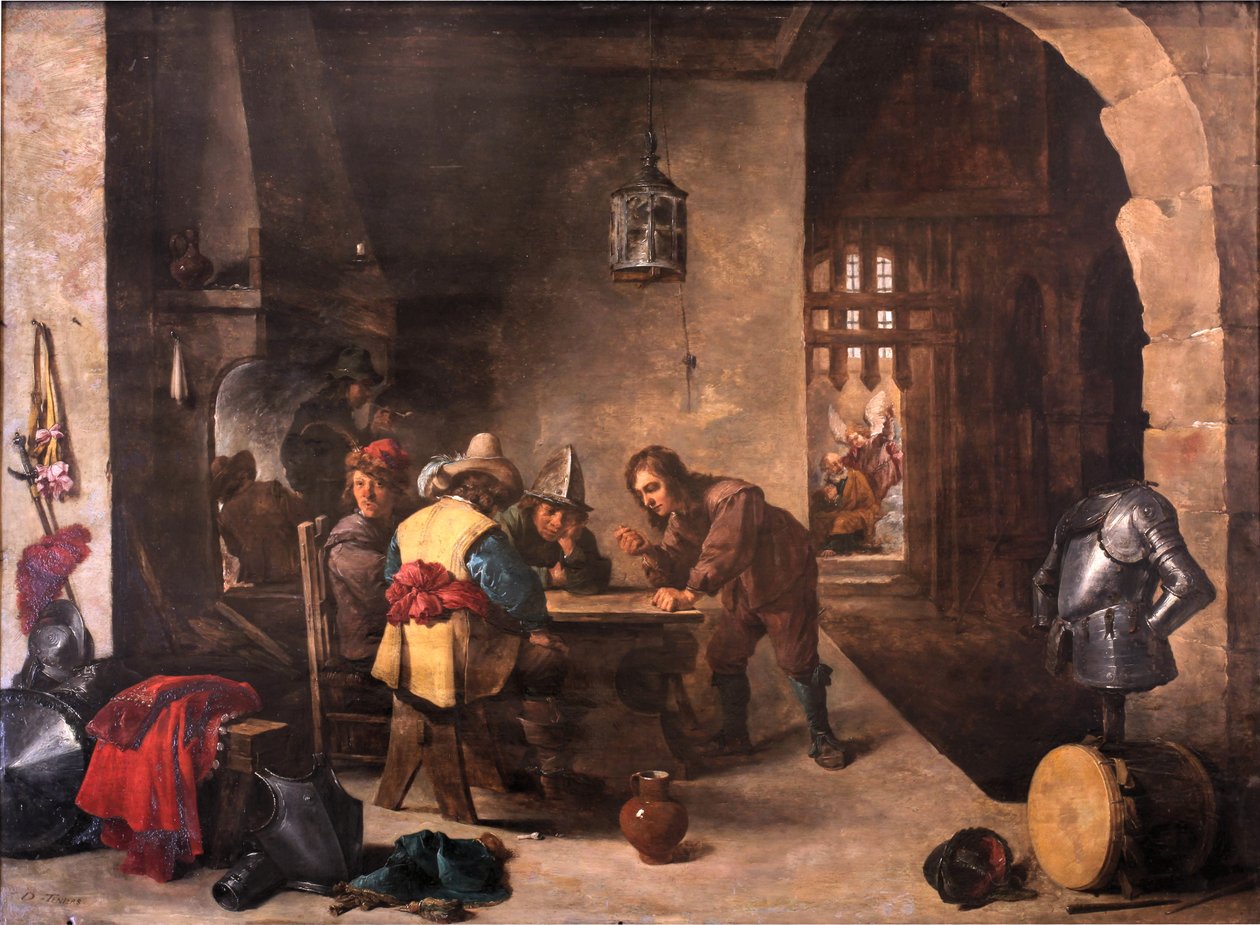 Wachstube mit der Befreiung des Heiligen Petrus von David Teniers the Younger