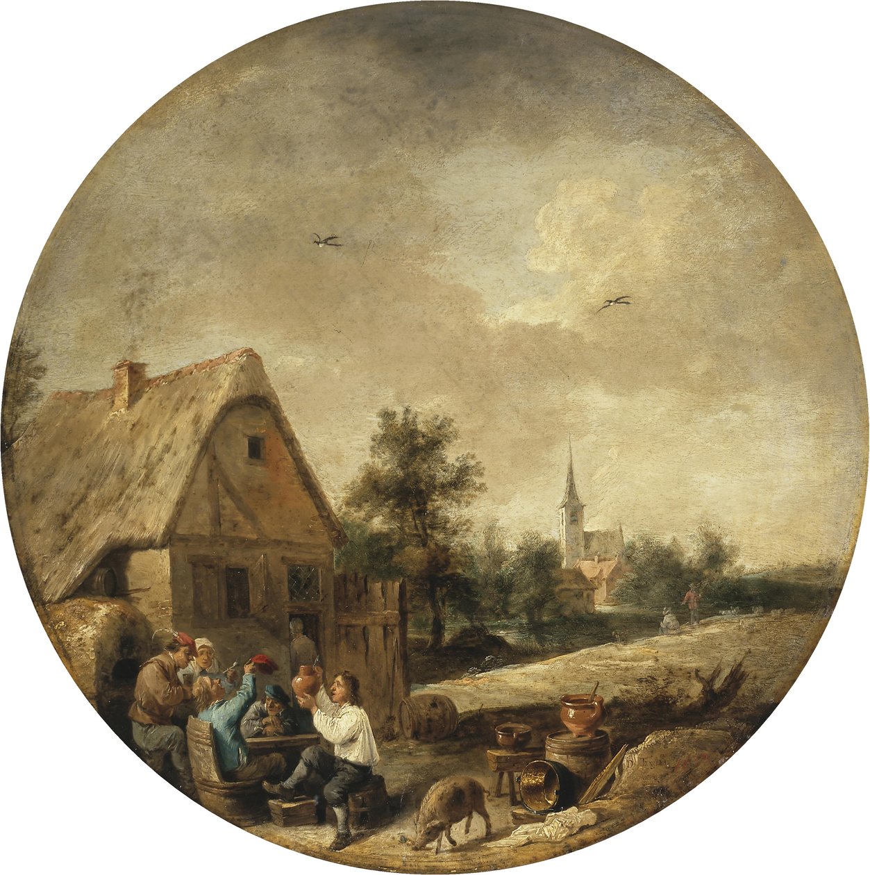 Landschaft mit einer ländlichen Taverne von David Teniers the Younger