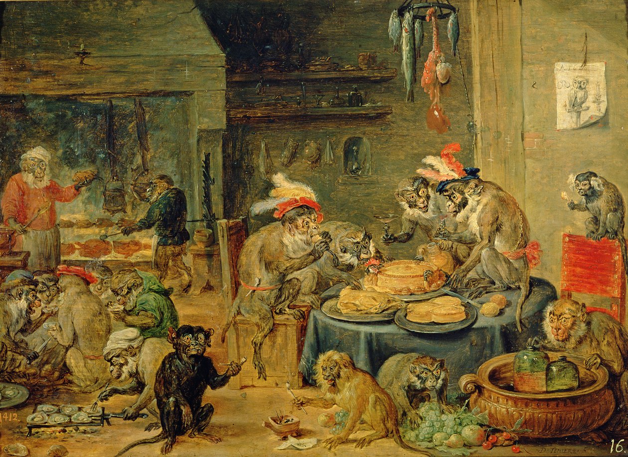 Affenbankett, 1810 von David Teniers the Younger