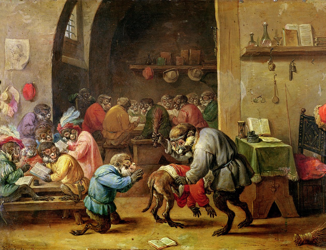 Die Affen in der Schule von David Teniers the Younger