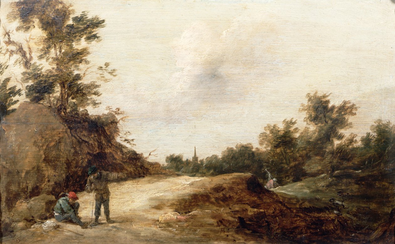 Landschaft mit Reisenden (eines von einem Paar) von David Teniers the Younger