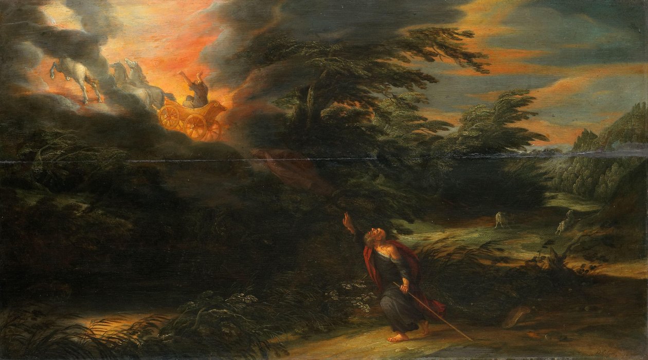 Die Himmelfahrt des Elija (II Könige 2:11-13) von David Colijns