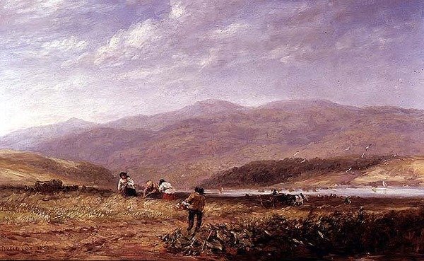 Heuarbeiter in einer walisischen Landschaft von David Cox